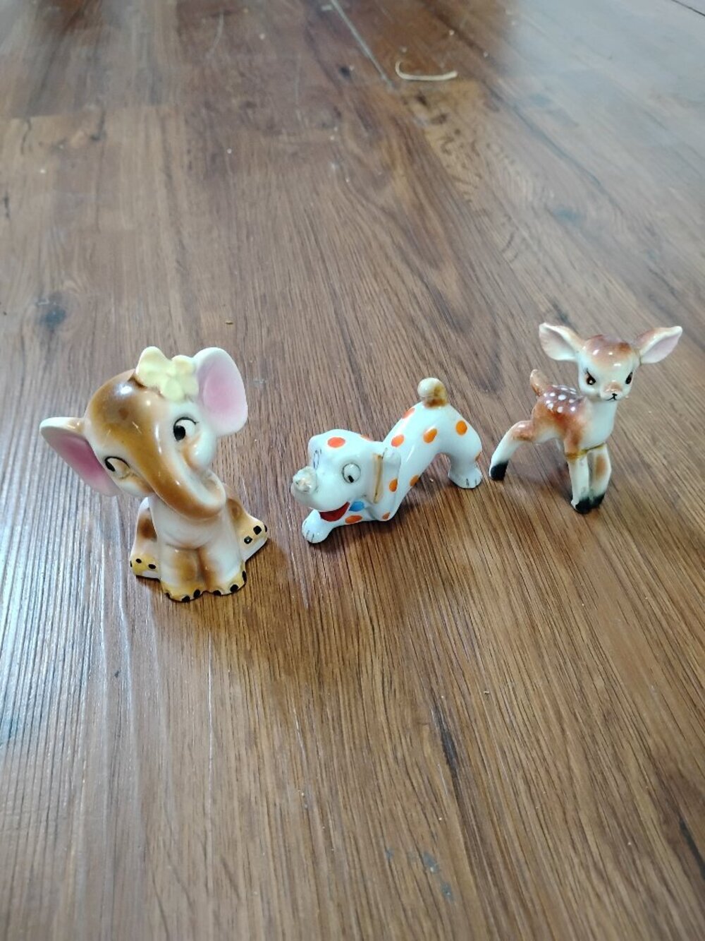 Vintage Ceramic Figurines Elephant Dog Deer Japan Lot (3)